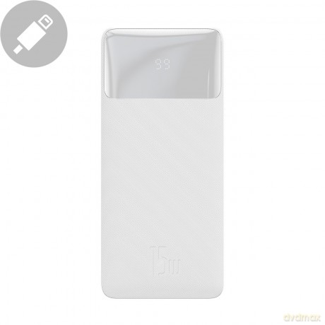 Baseus Bipow powerbank z wyświetlaczem 30000mAh 15W biały (Overseas Edition) + kabel USB-A - Micro USB 0.25m biały (PPBD050202)