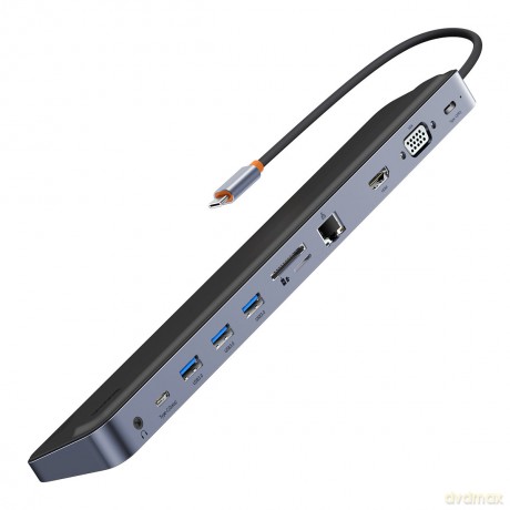 Baseus EliteJoy Gen2 uniwersalny HUB 11w1 podstawka pod laptopa z kablem USB Typ C 0,25m szary (WKSX030013)