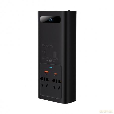 Baseus IGBT samochodowa przetwornica inwerter prądu 300W 220V (wtyczka CN/EU) czarny (CGNB010101)