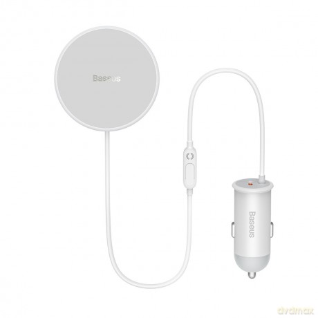Baseus samochodowa ładowarka bezprzewodowa z uchwytem MagSafe 15W na kratkę nawiewu + USB Typ C 25W biała (CW01)