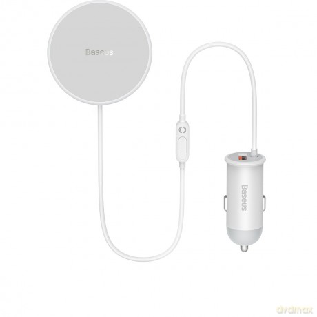 Baseus samochodowa ładowarka bezprzewodowa z uchwytem MagSafe 15W na kratkę nawiewu + USB-A 25W biała (CW01)