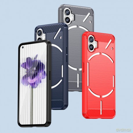 Carbon Case etui Nothing Phone 1 elastyczny silikonowy karbonowy pokrowiec czarne