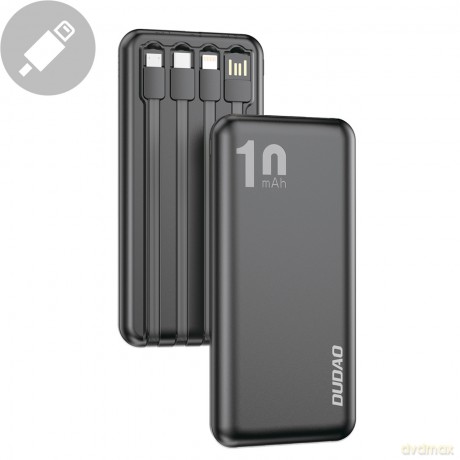 Dudao K6Pro uniwersalny powerbank 10000mAh z kablem USB, USB Typ C, Lightning czarny (K6Pro-black)