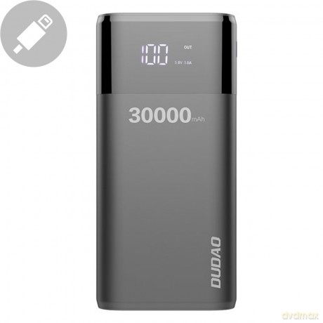 Dudao powerbank 4x USB 30000mAh z wyświetlaczem LCD 3A czarny (K8Max black)