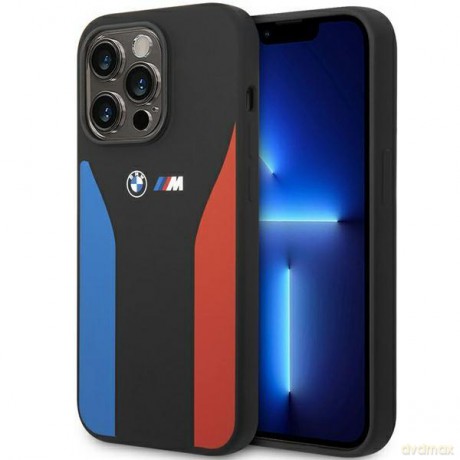 Etui BMW BMHCP14L22SCSK iPhone 14 Pro 6,1" czarny/black Silicone Blue&Red Stripes M Collection