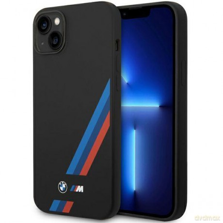 Etui BMW BMHCP14S22SOTK iPhone 14 6,1" czarny/black Silicone Slanted Sttripes