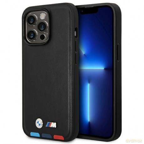 Etui BMW BMHCP14X22PTDK iPhone 14 Pro Max 6,7" czarny/black Leather Stamp Tricolor