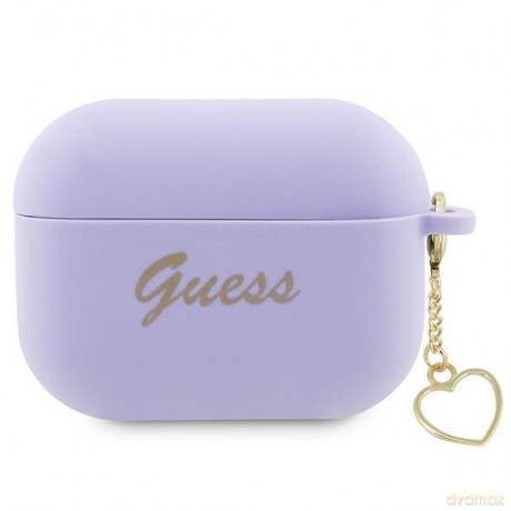 Guess GUAP2LSCHSU AirPods Pro 2 cover purpurowy/purple Silicone Charm Heart Collection