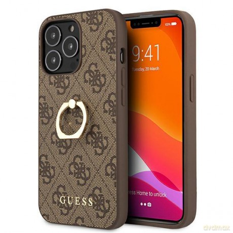Guess GUHCP13L4GMRBR iPhone 13 Pro / 13 6,1" brązowy/brown hardcase 4G with ring stand