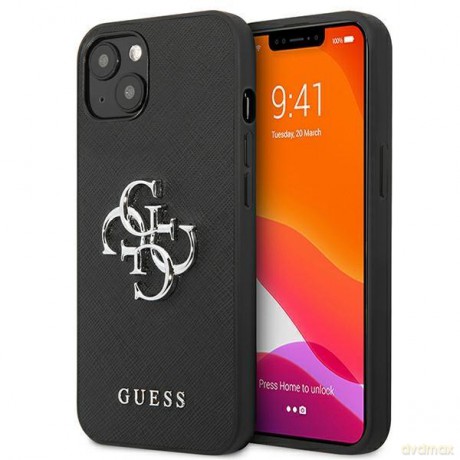 Guess GUHCP13MSA4GSBK iPhone 13 6,1" czarny/black hardcase Saffiano 4G Metal Logo