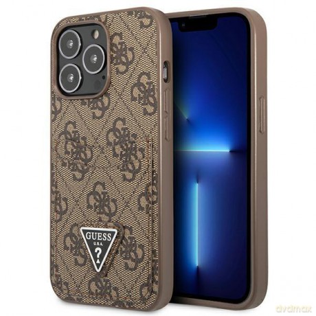 Guess GUHCP13XP4TPW iPhone 13 Pro Max 6,7" brązowy/brown hardcase 4G Triangle Logo Cardslot