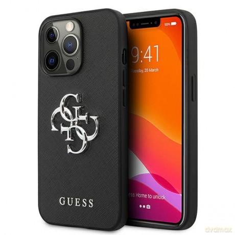 Guess GUHCP13XSA4GSBK iPhone 13 Pro Max 6,7" czarny/black hardcase Saffiano 4G Metal Logo