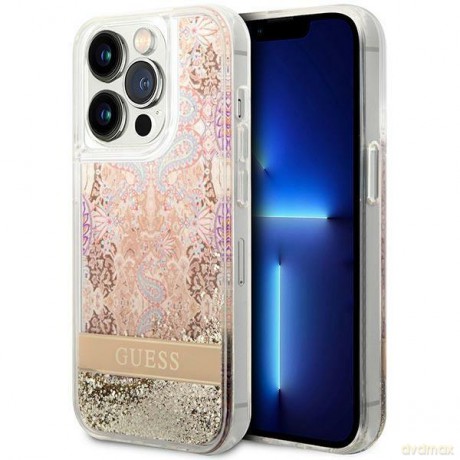 Guess GUHCP14LLFLSD iPhone 14 Pro 6,1" złoty/gold hardcase Paisley Liquid Glitter
