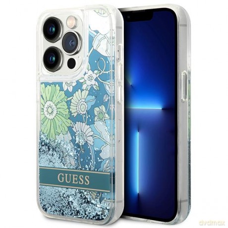 Guess GUHCP14LLFLSN iPhone 14 Pro 6,1" zielony/green hardcase Flower Liquid Glitter
