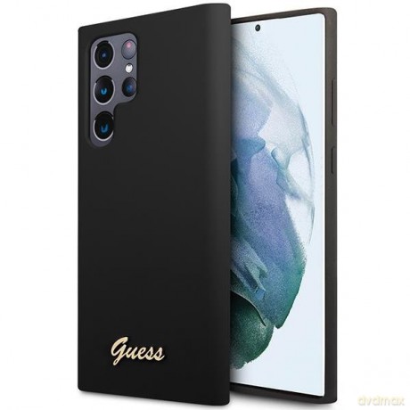 Guess GUHCS23LSLSMK S23 Ultra S918 czarny/black hardcase Silicone Vintage Gold Logo