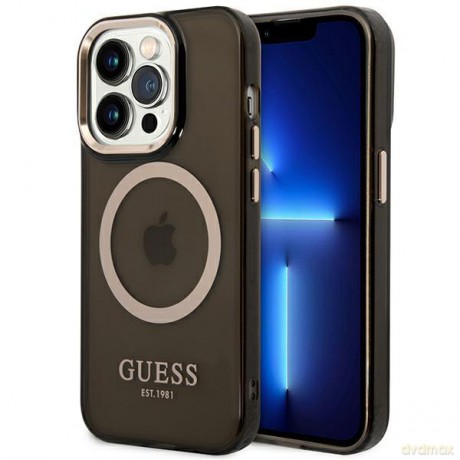 Guess GUHMP14LHTCMK iPhone 14 Pro 6,1" czarny/black hard case Gold Outline Translucent MagSafe