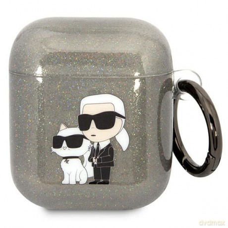 Karl Lagerfeld KLA2HNKCTGK Airpods 1/2 cover czarny/black Gliter Karl&Choupette