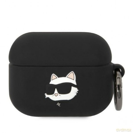 Karl Lagerfeld KLAPRUNCHK AirPods Pro cover czarny/black Silicone Choupette Head 3D