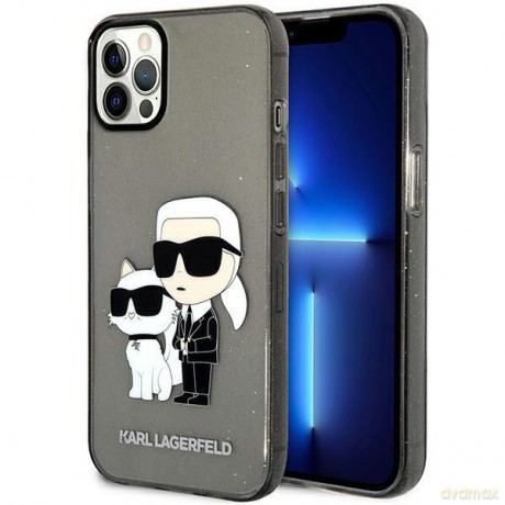 Karl Lagerfeld KLHCP12MHNKCTGK iPhone 12 /12 Pro 6,1" czarny/black hardcase Gliter Karl&Choupette