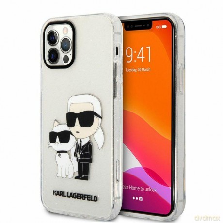 Karl Lagerfeld KLHCP12MHNKCTGT iPhone 12 /12 Pro 6,1" transparent hardcase Gliter Karl&Choupette