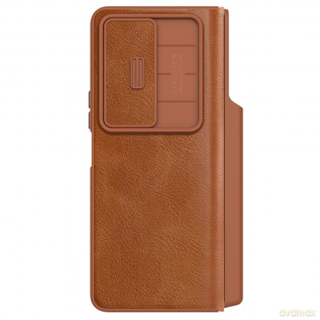 Nillkin Qin Leather Pro Case etui Samsung Galaxy Z Fold 4 pokrowiec osłoną na aparat i miejscem na rysik brązowe