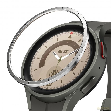 Ringke Bezel Styling nakładka Samsung Galaxy Watch 5 Pro 45 mm ze stali nierdzewnej na zewnętrzną część obręczy koperty zegarka srebrna