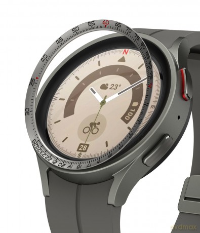 Ringke Inner Bezel Styling nakładka Samsung Galaxy Watch 5 Pro 45 mm ze stali nierdzewnej na wewnętrzną część obręczy koperty zegarka srebrna