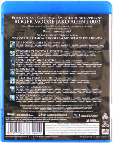007 James Bond Roger Moore Kolekcja: Żyj i pozwól umrzeć / Człowiek ze złotym pistoletem / Szpieg, który mnie kochał / Moonraker / Tylko dla twoich oczu / Ośmiorniczka / Zabójczy widok [BOX] [7xBlu-Ray]