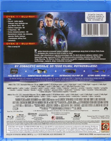 Captain America: Pierwsze Starcie 3D [Blu-Ray] + [Blu-Ray 3D]