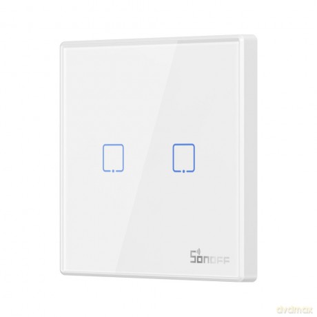 Sonoff T2EU2C-RF dwukanałowy dotykowy włącznik światła przełącznik przycisk Wi-Fi na pilot 433 MHz biały (M0802030010)