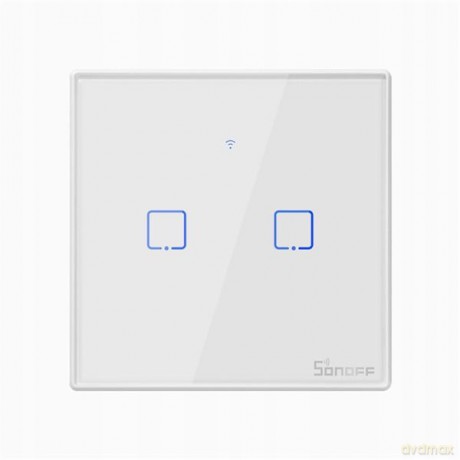 Sonoff T2EU2C-TX dwukanałowy dotykowy włącznik światła przełącznik przycisk Wi-Fi biały (IM190314016)