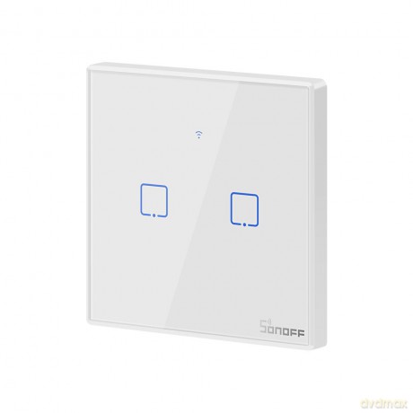 Sonoff T2EU2C-TX dwukanałowy dotykowy włącznik światła przełącznik przycisk Wi-Fi biały (IM190314016)