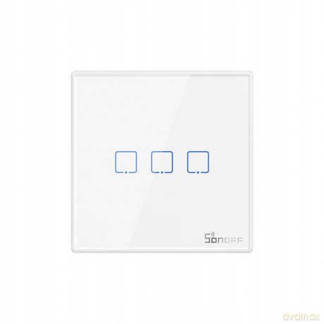 Sonoff T2EU3C-RF trzykanałowy dotykowy włącznik światła przełącznik przycisk Wi-Fi na pilot 433 MHz biały (M0802030011)