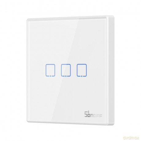 Sonoff T2EU3C-RF trzykanałowy dotykowy włącznik światła przełącznik przycisk Wi-Fi na pilot 433 MHz biały (M0802030011)