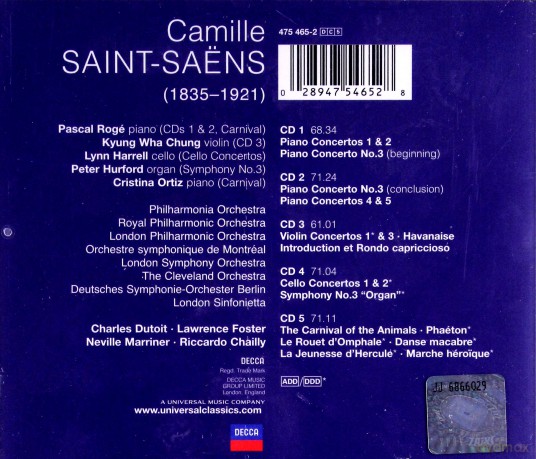 Charles Dutoit: Saint-Saens:Concertos,Ton Poems,Sym.3 [5CD]