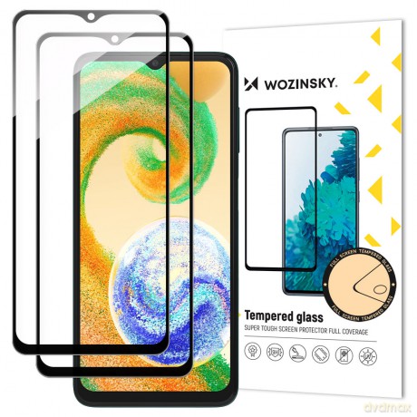 Wozinsky 2x Full Glue Tempered Glass zestaw szkło hartowane Samsung Galaxy A04s 9H na cały ekran z czarną ramką 2 szt.