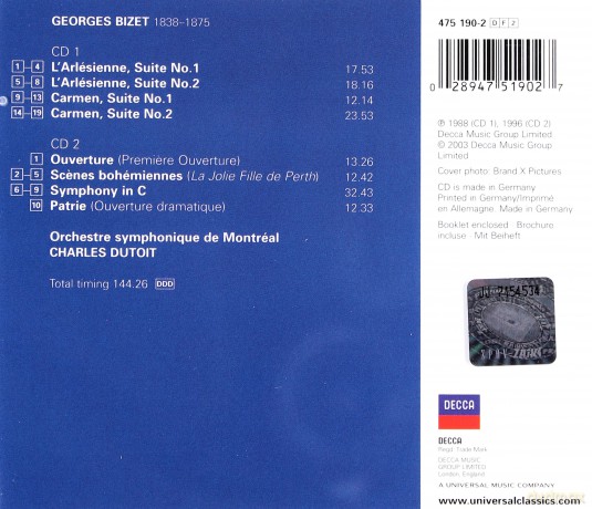 Dutoit: Bizet L`Arlesienne [2CD]
