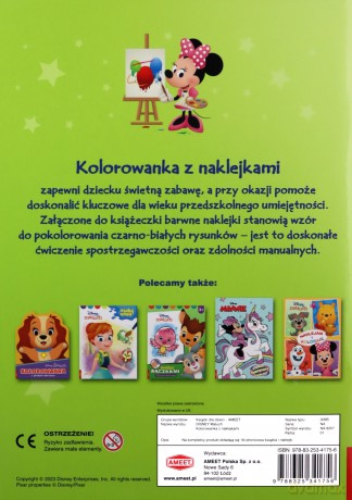 Disney maluch Kolorowanka z naklejkami NA-9207 [KSIĄŻKA]