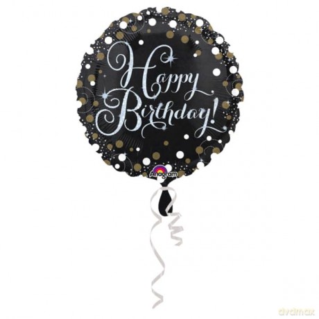 Balon foliowy 18 CIR Sparkling Birthday, zapakowany