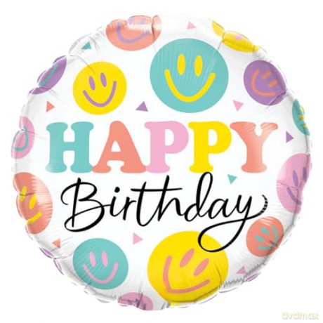 Balon foliowy 18 QL CIRHappy Birthday - Colorful Smiles