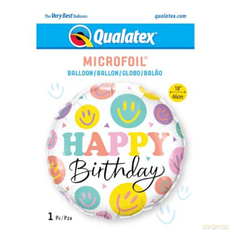 Balon foliowy 18 QL CIRHappy Birthday - Colorful Smiles