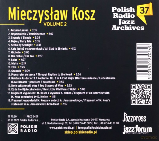 Mieczysław Kosz: Mieczysław Kosz  vol. 2 - Polish Radio Jazz Archives vol. 37 [CD]