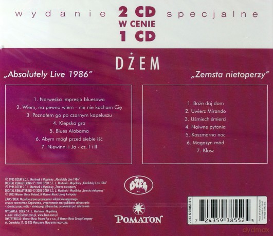 Dżem: Absolutely Live 1986 / Zemsta Nietoperzy [2CD]