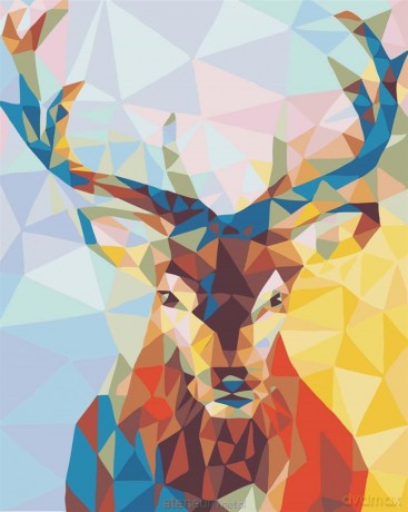 Malowanie po numerach - Geometryczny jeleń 30x40 cm