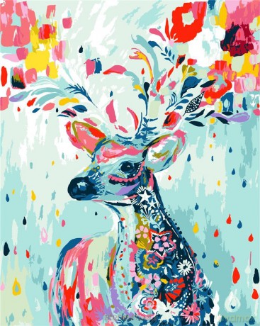 Malowanie po numerach - Kwiecisty Jeleń 40x50 cm