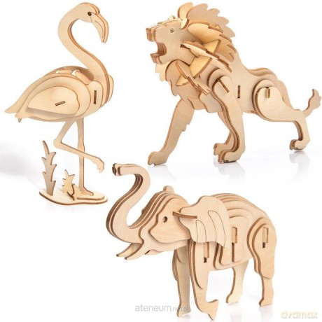 Puzzle Drewniane 3D Zestaw Safari [PUZZLE]
