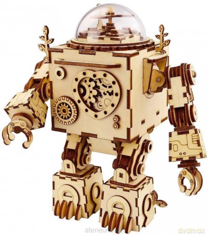 Puzzle Drewniane 3D-Pozytywka LED Steampunk Robot [PUZZLE]