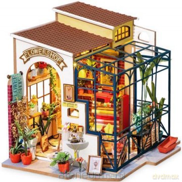 Składany Drewniany Model LED - Kwiaciarnia [PUZZLE]
