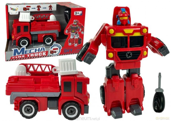 Zestaw DIY 2w1 straż pożarna i robot czerwony