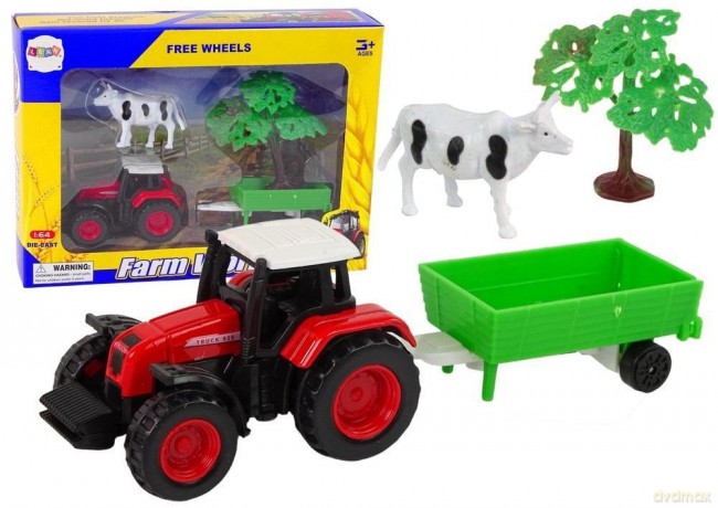 Zestaw farma + traktor + krowa [FIGURKA]